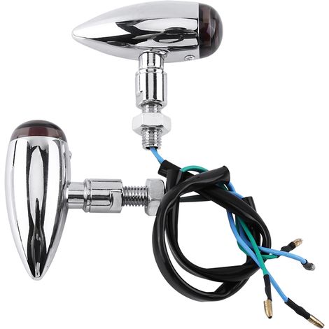 2x Feux Clignotants Ambre LED Moto Forme Balle, Indicateurs Argentés (1/5)