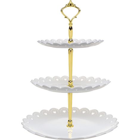 Dreistöckiger Cupcake-Ständer, 35 cm hoch, leichter Tortenständer, ideal für Partys und Veranstaltungen, platzsparendes Design, weiß (1/5)