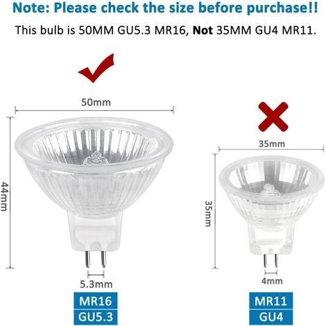 GU5.3 20W 12V Halogenlampe, 400lm Warmweiß 2700K, dimmbar, MR16 Halogen-Spotlampe, 6er-Pack (1/4)