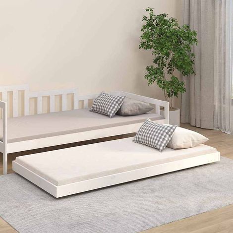 Lit simple pour adulte Moderne - Cadre de lit - Blanc 90x190 cm Bois de pin massif BV964744 - BonneVie (1/5)