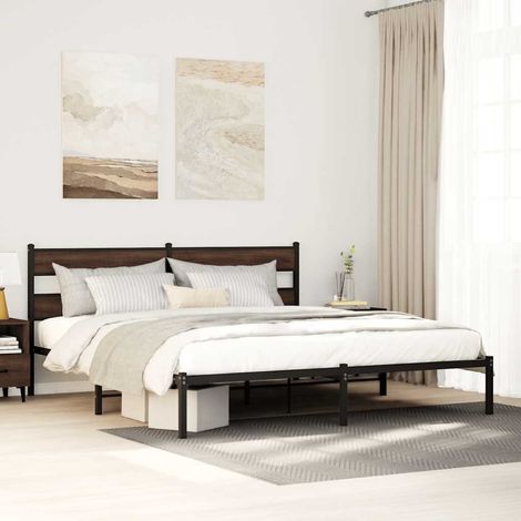 Bettgestell ohne Matratze mit Kopfteil Braun Eiche 190x200 cm (1/5)