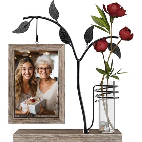 Cadre photo 10x15 en bois vintage, personnalisé avec rotation pour 2 photos, cadeau idéal pour Noël ou anniversaire. (1/5)