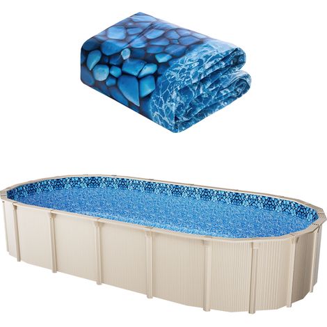 VEVOR Rivestimento per Piscina Forma Ovale per Piscina Dimensioni 15 x 30 Piedi, Rivestimento Protezione per Pareti di Piscine Fuori Terra Stile Sovrapposto, Rivestimento Piscina in Materiale Vinile