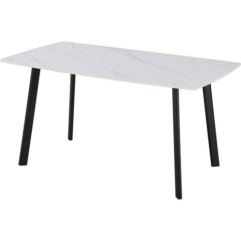 Tavolo Quincy 150x85x75 cm top ceramico bianco marmo lucido