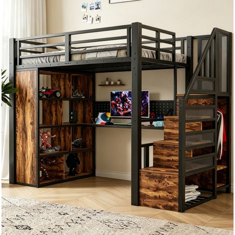 Lit double 160x200 cm en velours beige avec rangement et tête de lit - sans matelas - CHICFURN (1/5)