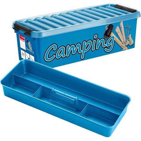 Boite de Rangement Plastique 9,5L – 48,5x19x14,7cm – avec insert – Boite camping rangement - Boîte pour le camping (1/3)