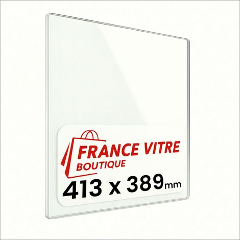 413 x 389 x 4 mm - Vitre de cheminée pour insert et poêle à bois - verre de rechange - France Vitre - jusqu'à 800°C - 389 x 413 x 4 mm (1/5)