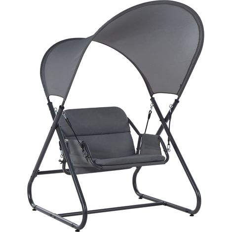 Dondolo da esterno in poliestere con baldacchino in rete telaio in acciaio grigio scuro Solagna