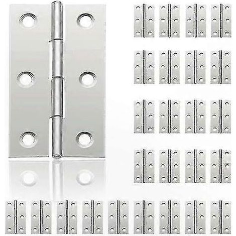 Lot de 24 Charnières Miniatures en Acier Inoxydable pour Armoires, Portes de Meubles, Coffrets à Bijoux et Projets DIY – Robustes, Idéales pour Placards et Travaux Domestiques (44mm) (1/5)