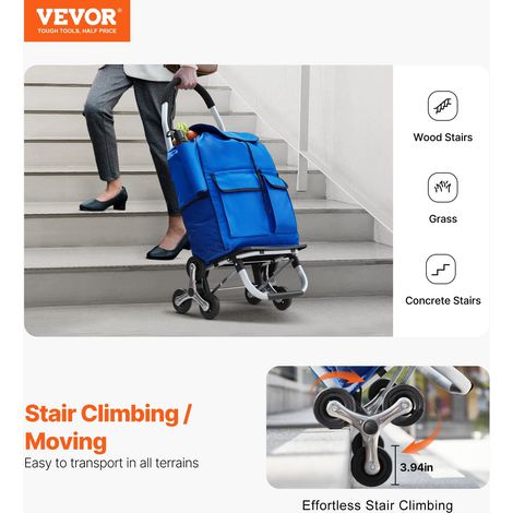 Chariot de Courses Pliable, 36 L, Chariot Monte Escalier d'Épicerie avec 6 Roues, Sac de Rangement Tissu Oxford, pour Faire du Shopping, Bureau, Déménagement, Transport, Extérieur, Blanchisserie (1/5)