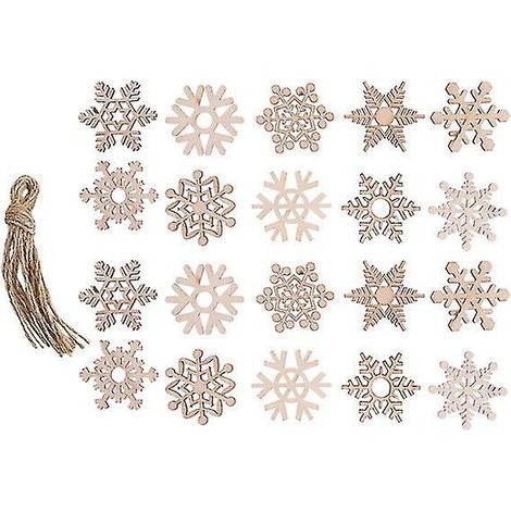 lot/200 pièces Décorations de Noël en bois : flocons de neige creux (1/5)