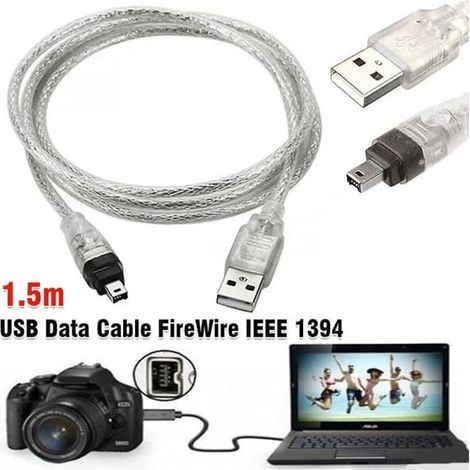 HOXILEELEO - Mini DV MiniDV Câble de données USB FireWire IEEE 1394 Caméscope HDV pour montage sur PC