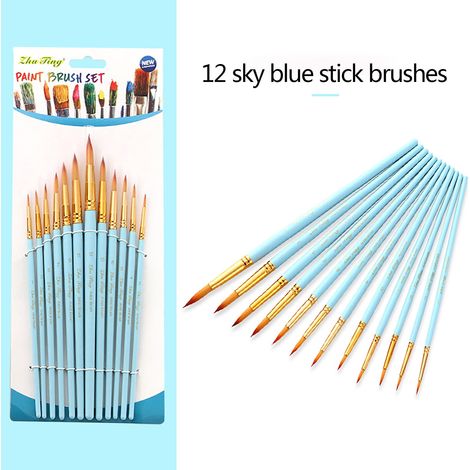 Pinceaux Peinture - 12 Pièces Brosses Nylon pour Acrylique Huile Aquarelle - Manches en Bois - Idéal Artiste Débutant et Confirmé (1/5)