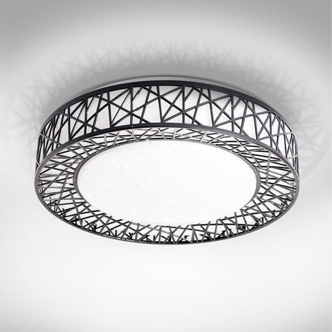 Plafonnier LED encastré de 27 cm, 24 W moderne proche des plafonniers, plafonnier à profil bas 6000 K pour cuisine, chambre, couloir, noir (1/5)