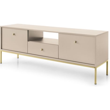 Mobile TV, beige sabbia, 153,4 x 56,2 x 39 cm, gambe dorate (1/5)