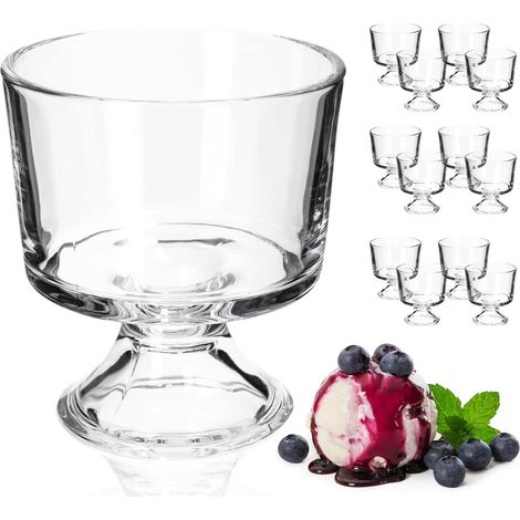 Ensemble de 12 coupes à glace, bols à dessert de 280 ml en verre de haute qualité, dimensions 10,6 x 9,4 cm, compatibles lave-vaisselle, pour gelées et desserts (280 ml, lot de 12). (1/5)