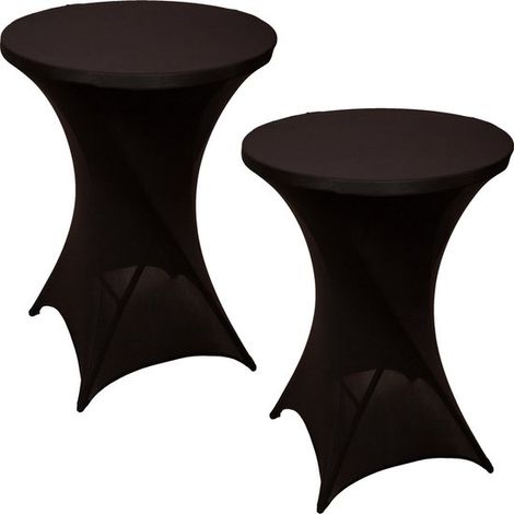 2 pièces - Jupe de table haute noire - 80-85 x 110 cm - Housse stretch pour table haute - Nappe extensible - Housse de table pour fêtes et événements (1/5)