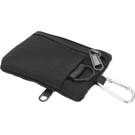 Pochette EDC MOLLE pour activités de plein air, mini-porte-cartes/porte-monnaie portable avec mousqueton, noir (1/5)