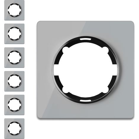 Plaque de finition OneKeyElectro Garda, 1 poste, lot de 7, gris