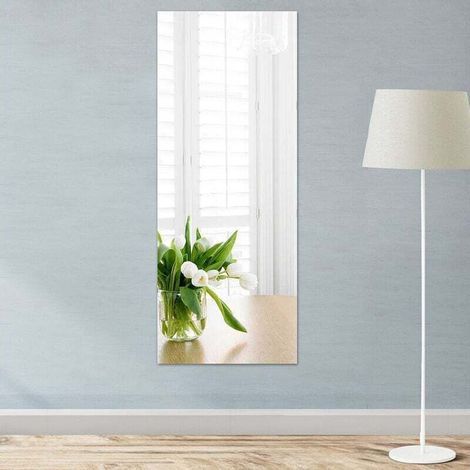 Miroir autocollant acrylique 40 x 122 cm – Épaisseur 0.3 mm – Surface réfléchissante lisse – Pour murs, portes et fenêtres (1/4)