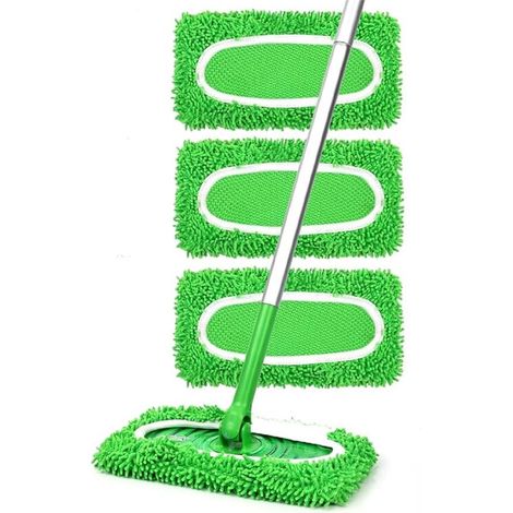 Lot de 3 lingettes réutilisables en polaire corail compatibles avec le balai Swiffer Sweeper pour utilisation humide et sèche sur sols et parquets lavables (1/5)