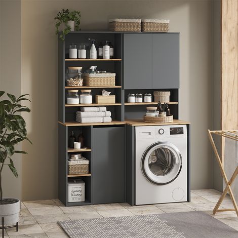 Meubles bain Viktor, Anthracite/Chêne doré, 4 pièces, Vicco (1/5)