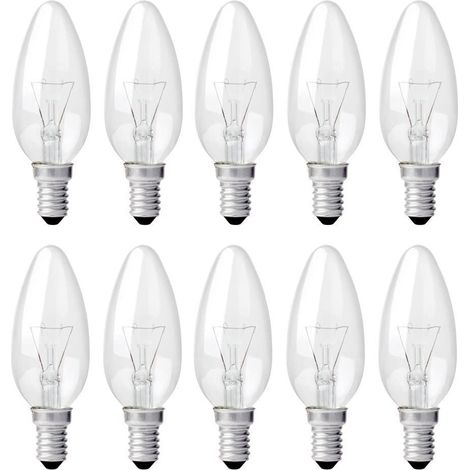 Ampoule Bougie Clair E14 40W, Ampoule Incandescence Dimmable, Blanc Chaud 2700K, 400LM, Ampoule Flamme, E14 Ampoules à bougie à vis Edison, Pack de 10 (1/6)