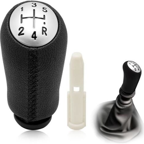 Pommeau de Vitesse - Compatible Clio 3 - Cuir PU - Design Ergonomique - Couleur Noir - Universel
