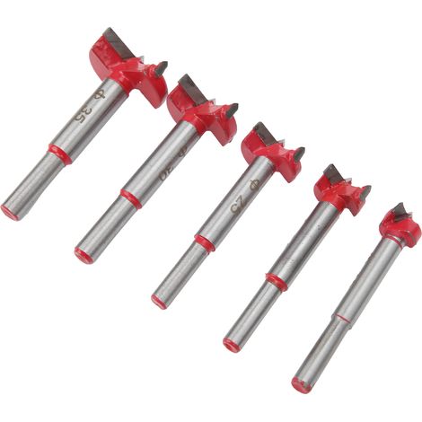 5-teiliger Scharnierlochschneider für Holzbearbeitung, Hartmetall-Flachflügelbohrer, Durchmesser 15–35 mm (1/5)