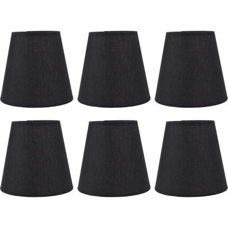 Abat-jour noir en tissu et fer pour ampoule E14 – Lot de 6 pièces – Diam. 14 cm, H. 13 cm – Éclairage doux & anti-moustique (1/5)