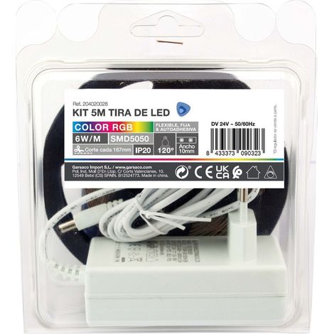 Kit 6,5M Tira de LED 7.2W/M IP20 RGB preparado