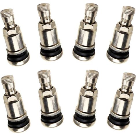 8 Pièces Valve Pneu Tubeless en Métal Argent Compatible Jante 11.3mm (1/5)