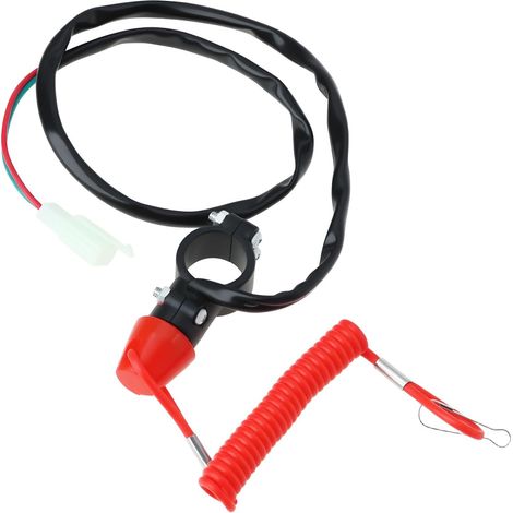 Interrupteur d'arrêt d'urgence avec Attache de Sécurité Montage sur Guidon de 22 Mm Arrêt étanche Compatible avec VTT Quad Jet Ski (1/5)