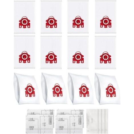 Pack de 12 sacs 3D Airclean compatibles avec les aspirateurs Miele 3D FJM, pour les séries Complete C1, Compact C1, Compact C2, S6, S4, S700, S500, S300, S200, avec 4 filtres. (1/4)