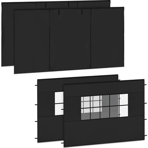 VONROC Parois latérales 3x4,5 m noir set 4 pièces étanche UV50+ compatible PT502XX PT805AA (1/3)