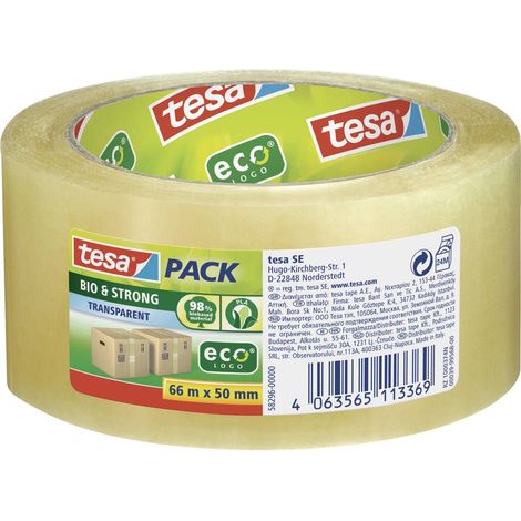 tesa BIO & STRONG 58296 Nastro da imballo Trasparente (L x L) 66 m x 50 mm 1 pz. (1/5)