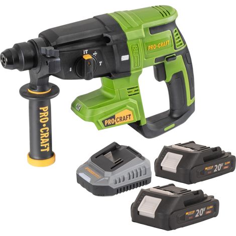 Procraft PHA40bb Trapano a percussione a batteria 20 V 2,6 J SDS plus Brushless + 2x batteria 2,0 Ah + caricabatteria