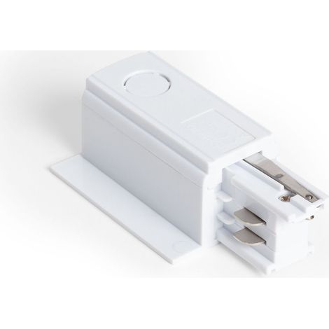 Conector 'Right Side' Trifásico a Red para Carril Empotrable Aluminio Blanco (1/4)