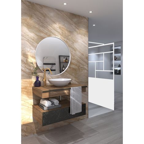 Miroir rond décoratif avec cadre blanc en alu - 80 cm - Fabrication Française AURYS NORMANDIE (1/3)