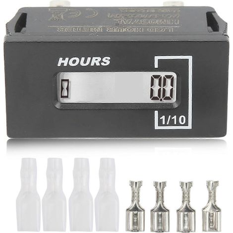 Compteur horaire numérique LCD remise à zéro IP67 étanche pour tondeuse tracteur générateur moteur. (1/4)