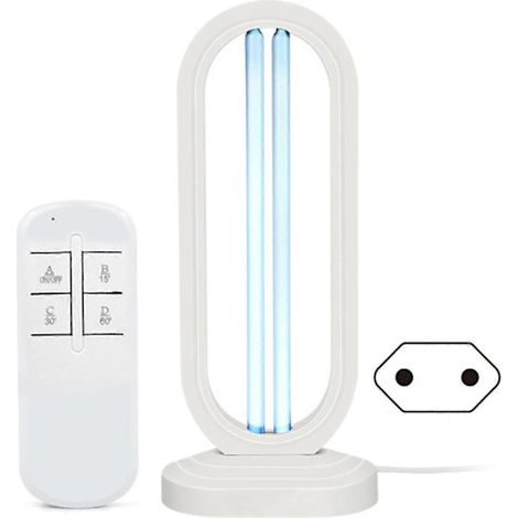 Lampada UV o ozono da 38 W, lampada germicida al quarzo portatile per la sterilizzazione domestica, bianca, spina europea. (1/4)