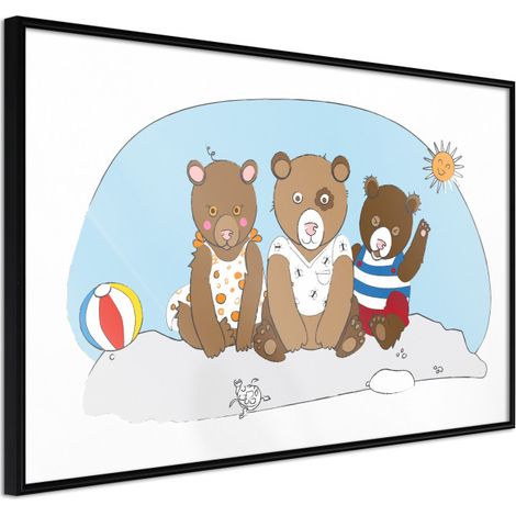 Affiche Murale Encadrée "Holidays at the Seaside" 45 x 30 cm Noir