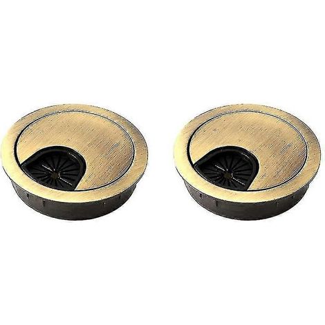 2 passe-câbles 60 mm Cache-câbles pour bureaux et plans de travail Matériau : Alliage de zinc (bronze) (1/5)