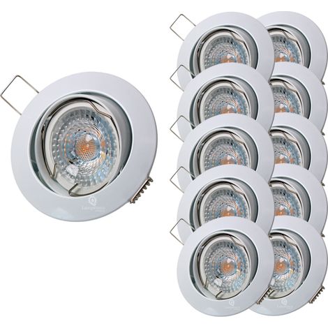 Lot de 10 Spot led ronde blanc orientable 38° blanc chaud (1/4)
