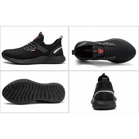 Chaussures de sécurité,Baskets de Sécurité Hommes Chaussures de Sécurité Femmes Baskets à Embout en Acier Chaussures de Travail de Protection Industrielle, Noir EU 39 (1/4)