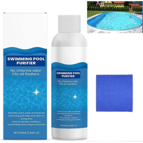 Liquide purifiant pour piscine, nettoyant pour piscine, clarifiant pour piscine, kit de nettoyage de piscine, maintient l'eau cristalline et élimine le trouble (1/5)
