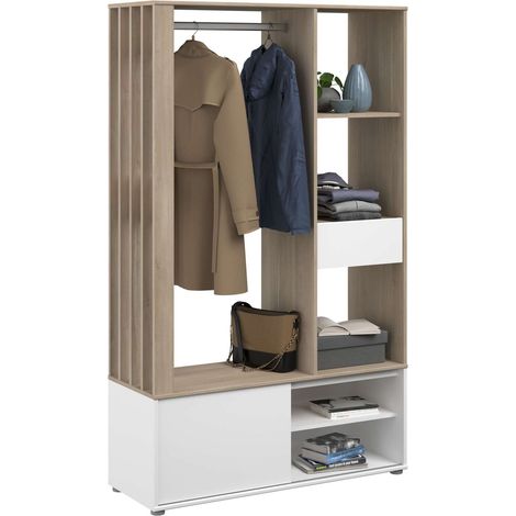 Recibidor Woody color roble y blanco entrada recibidor mueble auxiliar varias opciones almacenaje 183x110x40 cm