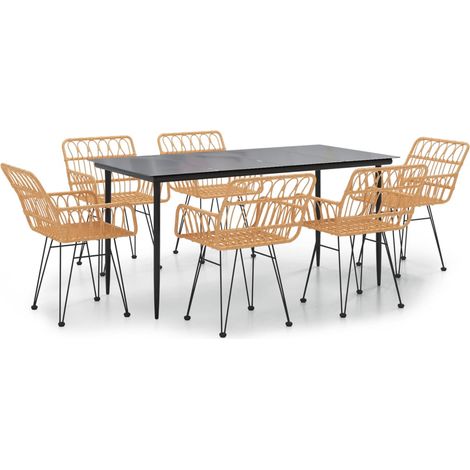 Ensemble à manger de jardin 7 pcs Mobilier de jardin Résine tressée (1/5)