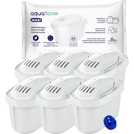 Pack of 6 Water Filters Reducing Chlorine, Limescale, and Heavy Metals, Compatible with Brita Maxtra+ (1/5)