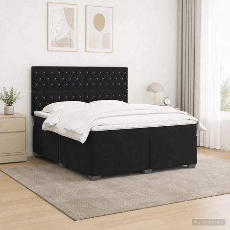 Cama box spring con colchón Negro 140 x 190 cm Terciopelo (1/5)
